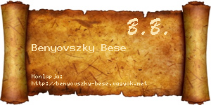 Benyovszky Bese névjegykártya